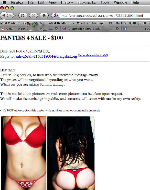 Worn panties for sale